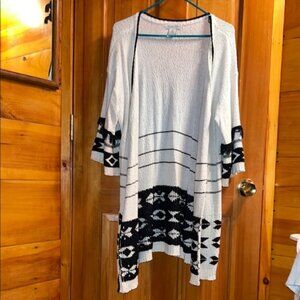 Rachel Zoe Black and White Striped Cardigan Sweater